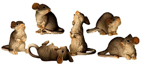 Geschenkestadl 6 Stück Maus Mäuse Figuren 4,5cm bis 8cm groß Figur für Haus und Garten Nagetiere Kleintiere