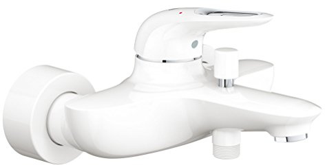 GROHE Eurostyle - Einhand- Wannenbatterie (Wandmontage, mit Temperaturbegrenzer, variable Mengenbegrenzung, verdeckte S-Anschlüsse), moonwhite, 33591LS3