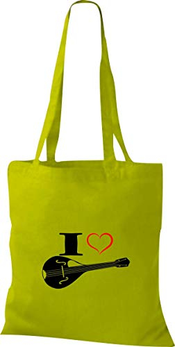 Shirtstown Pochette en tissu Musique I Love Mandoline - Vert - citron vert,