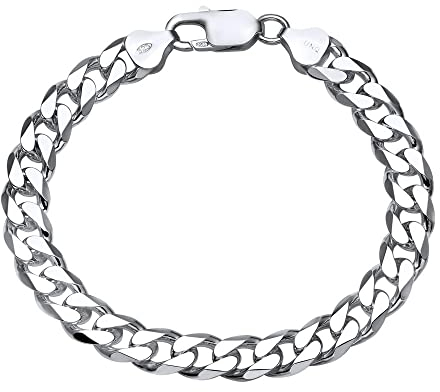 JEWLIX Herren 925 Sterling Silber Panzerkette Armband, 8mm Breit, Hochglanz, Karabiner, 25cm