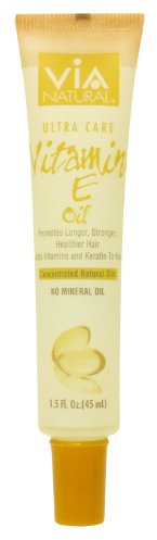 VIA Natural Ultra Care Vitamin E Oil Concentrated Natural Oil 1.5oz - Promotes Longer, Stronger, Healthier Hair, Adds Vita...