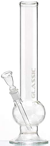 Glassic Glas Bong Tabakpfeife Sandgestrahlt Kugel 38cm hoch 50mm Ø am Hals 18er Chillum