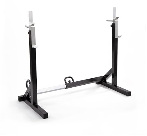 Sport-Thieme Kniebeugenständer verstellbar | Höhen und Breitenverstellbar | Einzelstation für Langhanteln | Schwarz | Belastbar bis 150 kg | Kompakte Stellfläche 2.5 m² | 26 kg