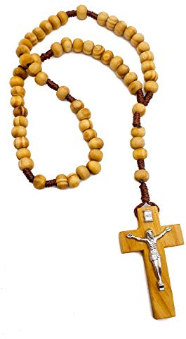 Nazareth Store Bethlehem Gebets-Rosenkranz aus Olivenholz, katholisch, handgefertigt, Kordel, Chaplet mit Jesuskreuz