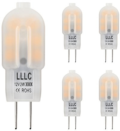 Long Life Lamp Company 5 x G4 LED Bulbs 2w Equivalent 20w Replacement Capsule 12v with Frosted Cover Warm White