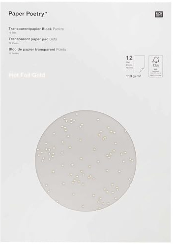 Rico Design Transparentpapier Punkte 12 Stück DIN A4 113g/qm Gold
