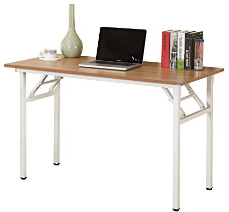 Sogesfurniture Fällbart bord kontor arbetsrum skrivbord dator PC laptop bord arbetsstation matbord spelbord, ingen installation behövs, 100 x 60 x 75 cm, teak & vit AC5TW-100-SF