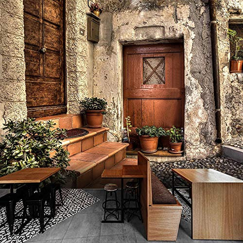 Papier Peint Panoramique 3D Tapisserie Intissé Murales poster geant photo Décoration Murale Effet Trompe Loeil 430x300cm Old House Retro Cafe Restaurant