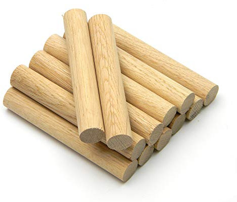 Lot de 12 chevilles en chêne européen de qualité supérieure, 100 mm de long (16 mm)