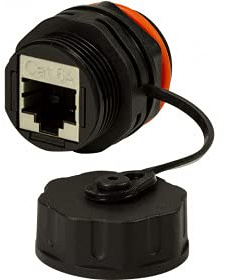 LogiLink 060560 Doppelsteckdose IP68 RJ45 Cat.6A weiblich schwarz
