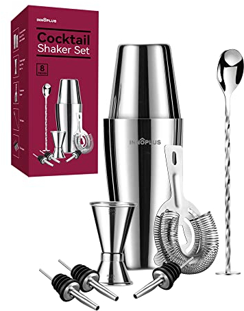 Cocktail Shaker, Cocktail Set Geschenk, Premium Boston Shaker 800ML 600ML Geschenkset, Cocktailshaker Bar Zubehör Set, Cocktail Shaker Edelstahl, Shaker für Cocktails Mixer löffel 8 Teiliges Barkeeper