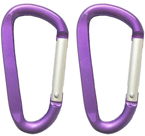 LESHIRY Large Carabiners Keychain 3 Aluminum D Shape Premium Durable D-Ring Carabiner Clip Hook Camping Accessories Snap Link Key Chain Durable Improved Design (2pcs Purple)