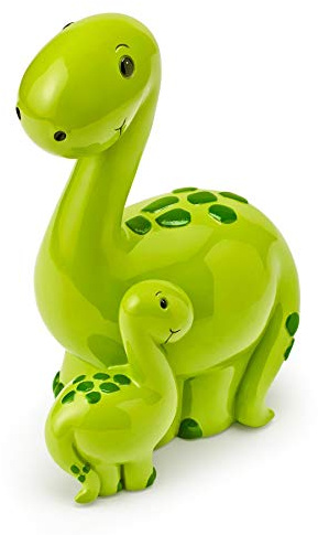 Mousehouse Gifts - Kinder Spardose - Mama- und Baby-Dino - Geschenk für Mädchen und Jungen - Grün - 10 x 14 x 20 cm
