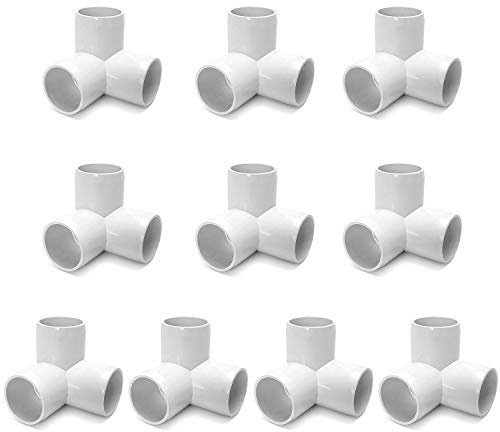 QWORK 3 Way 3/4 Tee PVC Fitting Elbow, 10Pack PVC Fitting Connector,Furniture Grade,for Building Furniture and PVC Structures,White
