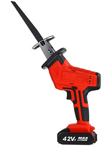 XUMI Sierra De Sable Inalámbrica 42V, Kit De Sierra Recíproca Compacta Portátil, Liviana con Una Mano, con Cuchillas Y Estuche para Herramientas para Poda Exterior Madera Plástico