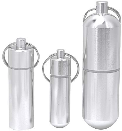 Boîte à Pilules de Voyage Portable en Alliage d'Aluminium avec Porte Cure-Dents et Porte-Clés, 3 Pièces, pour Camping et Extérieur