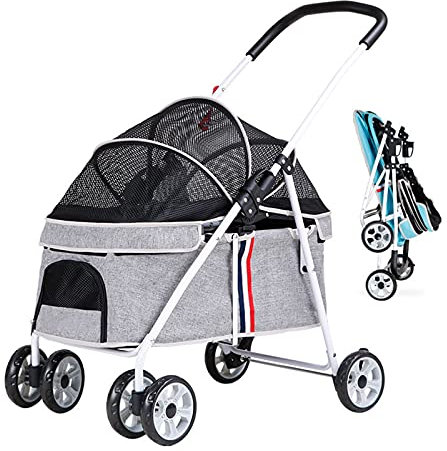 LJFLI Hundebuggy Hundewagen MittelgroßE Hunde Kleine Hunde Klappbar bis 40 kg Kleine Tasche Eingebautes Sicherheitsseil Leichte HundeausflüGe und Outdoor-Produkte,Black