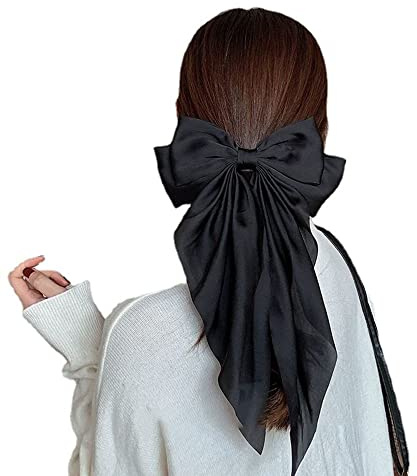 Große Haarklammer, 40CM Lange Elegante Stoff Haarschleifen Clip Haarnadelschleife,Damen Haarspangen Haarschmuck Haarclip Haar-Accessoires für Frauen Mädchen Dicke Haar Dünne Haar,Schwarz