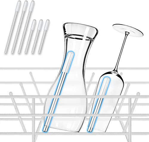ecooe 6er-Set Flaschenhalter für Spülmaschine Glashalter (17 cm, 11,5 cm) | mit verlängerte Silikonkappe Universelle Spülmaschineneinsatz für Weizengläser, Sektfläser, Biergläser usw.