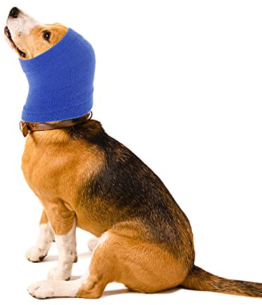 cobee Beruhigende Ohrenschützer für Hunde, Ohrenschützer für Hunde Lärmschutz Haustier Ohrenklappe Kopfwickel Ohren Kapuzenpullover zur Geräuschunterdrückung für Pflege Baden (M, Blau)