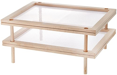 Cedilis Set of 2 Stackable Wood Pasta Herb Drying Rack, Food Dryer Stand with Net for Drying Seeds, Herb, Bud