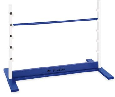 PINOLINO Hobby Horsing Hindernishürde Hoppe höhenverstellbar 20–60 cm in Weiß/Blau I Steckenpferd Hürde aus Holz für Parcours & Springtraining I Für Kinder ab 3 Jahren I 92 x 50 x 67 cm