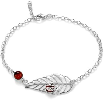 Copal Bracciale Da Donna In Argento Sterling Con Ambra E Coccinella