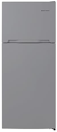 West Bend Apartment Refrigerator Freestanding Dual Door Design Fridge with Top Freezer, Adjustable Electronic Controls and Frost Free Defrost, for Condo, House, Small Kitchen Use, 14.3-Cu.Ft, Metallic