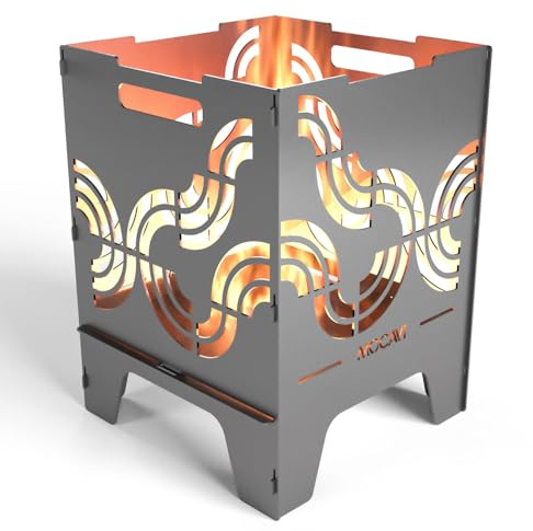 MOCAVI Feuerkorb Identity 52 cm | 3 mm Stahl Feuerschale eckig Feuertonne Outdoor massiv robust sicher Design-Feuertonne für Garten und Terrasse Feuerstelle hitzefest Feuersäule Feuerfass Brenntonne