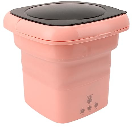 Faltbare Tragbare Mini-Waschmaschine mit Hochgeschwindigkeitsmotor für Wohnmobilreisen und Wohnungswäsche (Rosa)