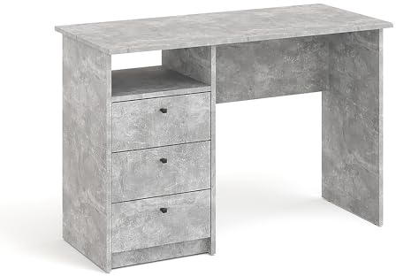 KOMTO Schreibtisch mit Schubladen - Bürotisch Computertisch Klein Arbeitstisch Büro PC-Tisch Kinderschreibtisch mit Stauraum | Moderner Schreibtisch Beton | Oslo 110 x 50 x 74 cm