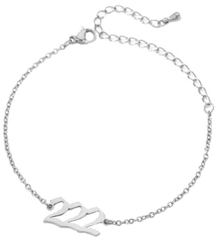 PAURO Damen Edelstahl Engel Zahl Armband Fußkettchen Kette Einstellbar Minimalistisch Numerologie Schmuck