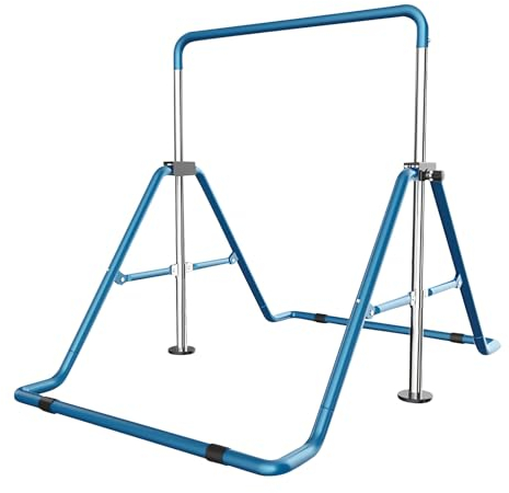 FENNNDS Gymnastik Turnreck Kinder Reck Höhenverstellbar und Klappbar Turnstangen bis 100kg belastbar, Reckstange, Reckanlage, Trainingsgeräte, Übungsstange für den Innenbereich, Heimtraining (Blau)