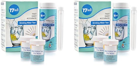 rieder Komplettes 17-In-1-Wassertest-Kit für zu Hause, 200 Streifen + 4 Wassertest-Kits für Einfachen Testen Von Trinkwasser, PH, Blei