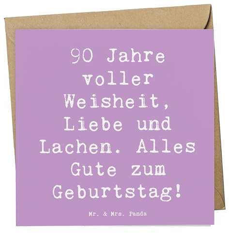 Mr. & Mrs. Panda Glückwunschkarte Spruch 90. Geburtstag - Geschenk, Klappkarte, Grußkarte, anlasskarte, Erfahrungen, weise Worte, Handgefertigtes, Besonderer Anlass, faltkarte, runder, doppelkarte