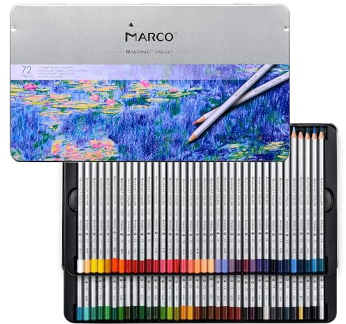 MARCO 72 Farben Buntstifte - Sechskantige Holzstifte mit Pinsel - Set für Anfänger - In einer eisernen Schachtel verpackt, leicht tragbar (D7100-72TN)