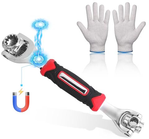 Chiave a Bussola Universale 52 in 1,Magnetico,Chiave a Bussola Universale Girevole a 360 Gradi,Strumenti di Riparazione Rotante in Acciaio Inossidabile, Dotato di un Paio di Guanti in Cotone.