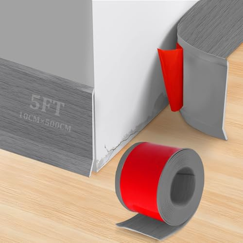 Bocguy Weichsockelleiste Selbstklebend Breit, PVC Klebeleisten Selbstklebend Boden, Selbstklebende Fussleisten, Bodenleisten Sockelleiste Flexible für Küche, Bad, Schlafzimmern und Wohnzimmern