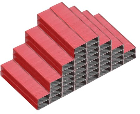 PATIKIL 26/6 Agrafes Standard, 10 Paquets 10000pcs 1/4 Longueur de Jambe Agrafes à Pointe Plate sans Blocage pour Agrafeuse de Bureau Fournitures de Bureau à Domicile, Rouge