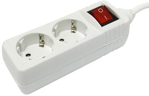Double Base avec 2 Prises, câble de 3 m, Interrupteur. Idéal pour connecter des appareils électriques et contrôler l'énergie.