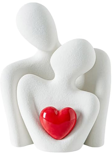 Statuette romantiche in porcellana di coppia che abbracciano, statuette per mensole e tavoli, scultura a forma di cuore per San Valentino, compleanno, regali di nozze