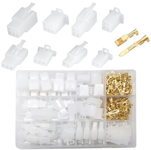 Aililong Steckverbinder Set - Kabel Steckverbinder mit Flachsteckhülsen, Crimp Stecker, Kabelschuhe und Gehäuse für Autos, Motorräder UVM.