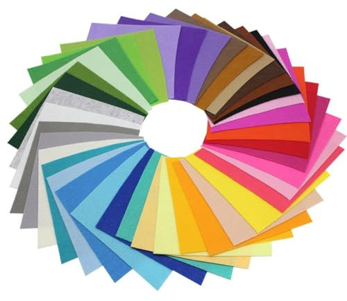 TEHAUX 40stücke Filzstoff-Platten Aus Polyestergewebe Farblich Sortiert Für Bastelprojekte Dekorationen Und Handarbeiten Umweltfreundlich Langlebig Und Lichtecht