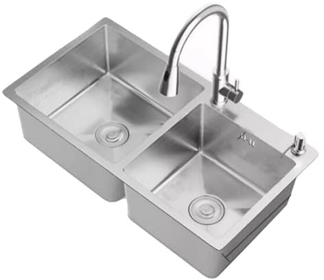Fregadero bajo encimera, Fregadero de Cocina de Dos Senos bajo encimera, fregaderos de Cocina de Acero Inoxidable, Fregadero de Cocina con Grifo y desagüe.