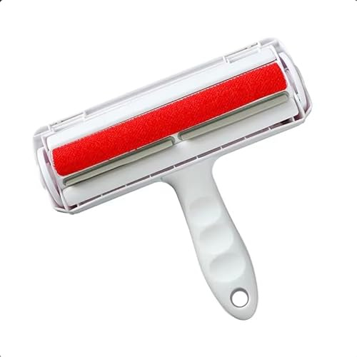 Reusable Pet Hair Remover & Lint Roller – Washable, Portable Tool for Dog & Cat Hair Removal on Clothes, Furniture, Carpet & Car – Effective Roller for Easy Fur & Lint Removal (Red)