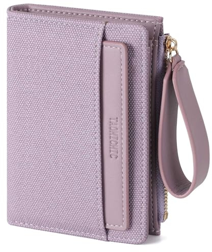 RRANCharltu Geldbörse Damen aus weichem Leder, Portemonnaie Damen klein Geldbeutel klein mit viele Kartenhalter Geldbörse mittelgroß mit Reißverschluss-Armband und Münzfach, Violett