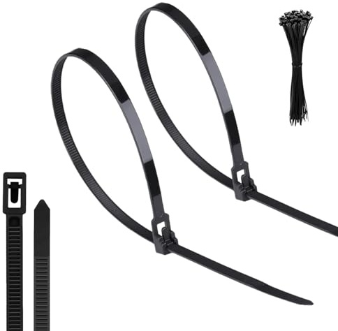 Yatrosynth 50 Stück Kabelbinder Wiederverschließbar, UV Beständig Kabelbinder lang Set, 200mm x 4.8mm, für Kabelmanagement, Gartenarbeit, Wohnen - Schwarz