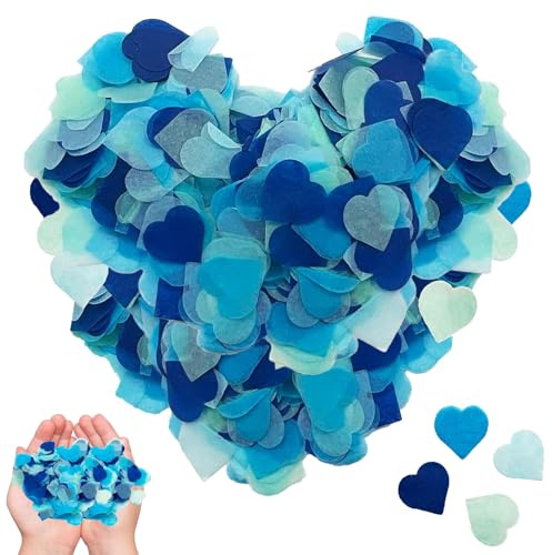 12000 Pieces Blue Biodegradable Confetti, 80g Wedding Confettis, Heart Shaped Paper Confetti Biodegradable, Table Confettis for Weddings, Anniversary, Party Decorations