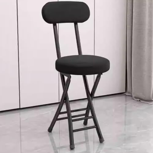 Klappbarer Barhocker aus PU-Leder, gepolsterter Esszimmerstuhl mit Rückenlehne, kompakter 45 cm Höhe, moderner Bistrostuhl