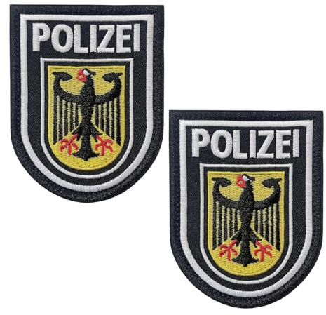 2 Stk Polizei Patch,Polizei Bestickte Aufnäher Mit Klettverschluss,Bundespolizei für Offizier,Klett,Aufkleber,Polizeimarke für Kleidung Baseballkappe Rucksäcke Draussen Taschen Jacke Weste,Hut,police